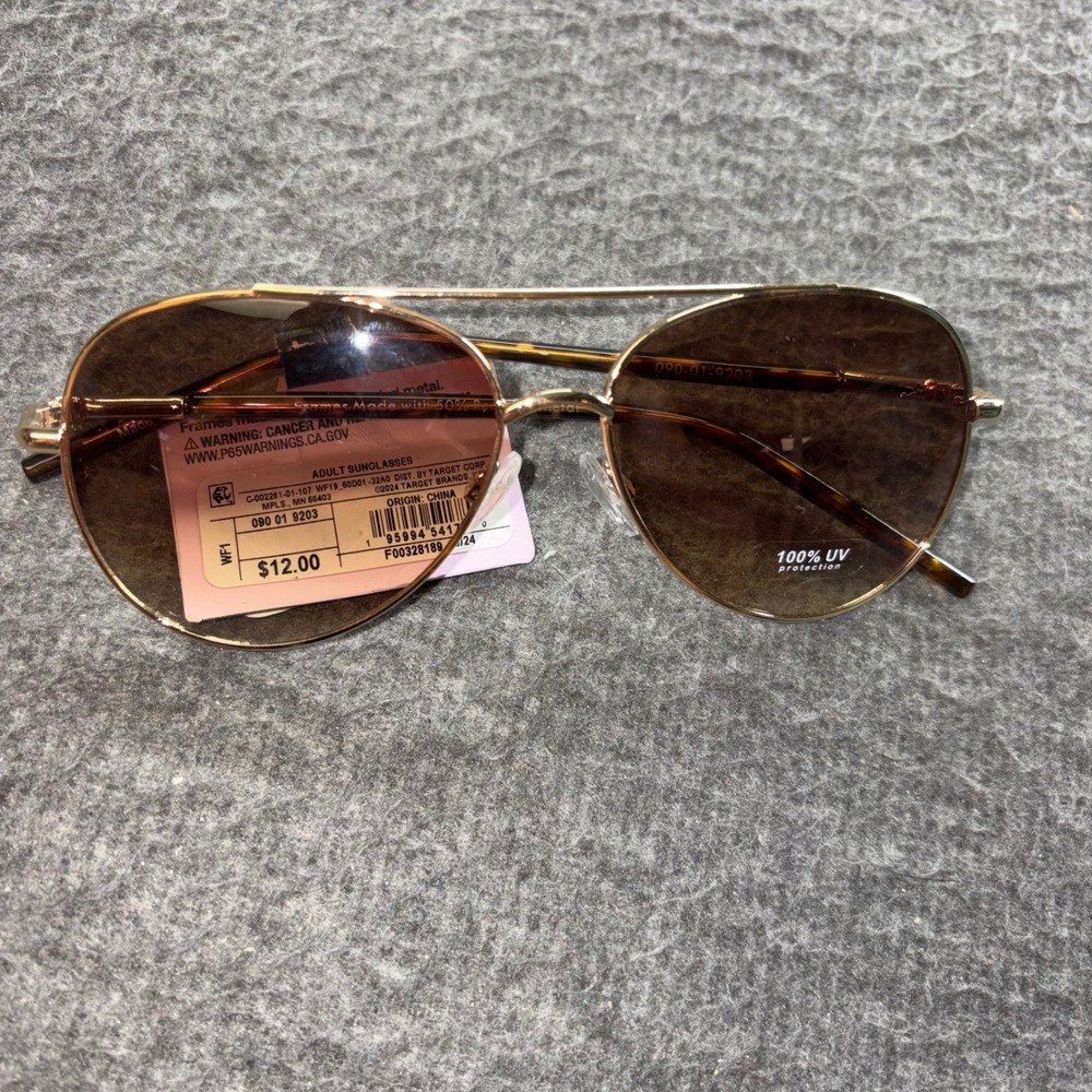 Wild Fable Gold Aviator Sunglasses Brown Lenses 100% UV Protection 090 01 9203
